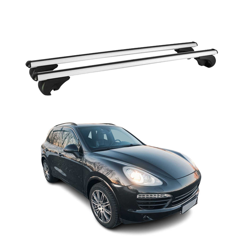 Barres de toit Transversales pour Porsche Cayenne 92A 2010-2017 Aluminium Argent