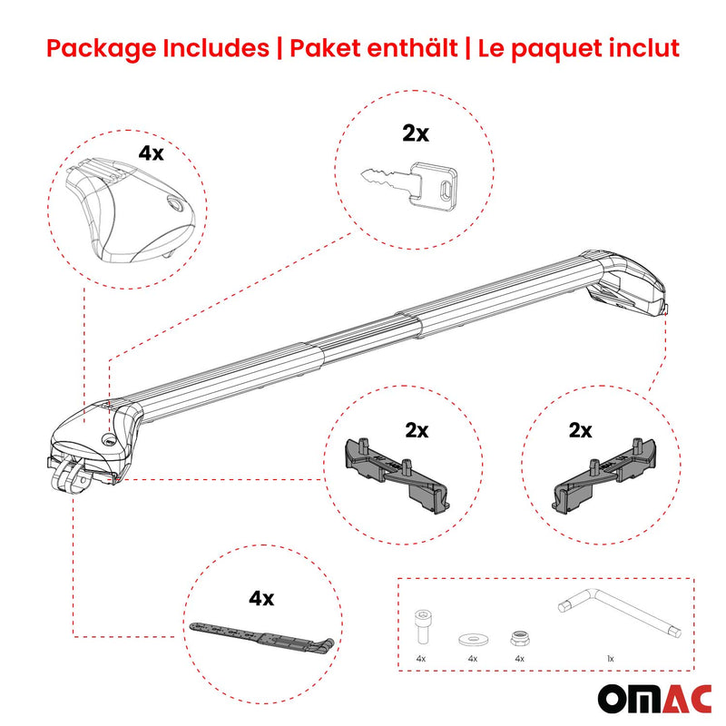 Barres de toit pour Citroen C5 Aircross 2019-2025 Gris Argenté 2 pièces ABE