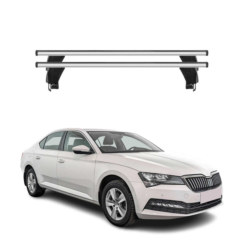 Menabo Barres de toit Transversales pour Skoda Superb 2015-2019 Gris ABE 2x