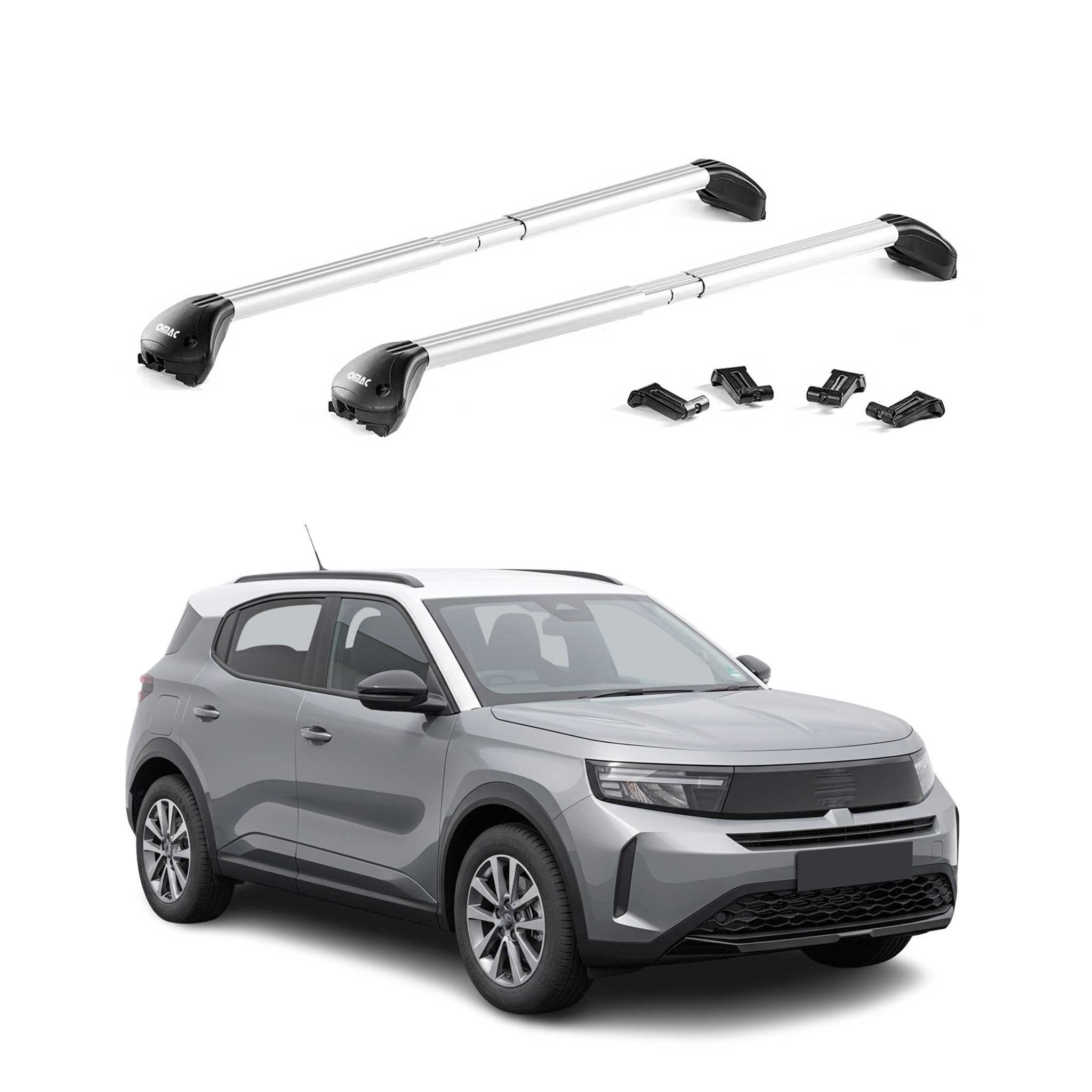 Barres de toit transversales pour Opel Frontera 2024-2026 Aluminium Gris ABE