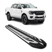 Marchepieds Latéraux Pédale pour Ford Ranger T6 2022-2026 DoubleCab Noir Argenté