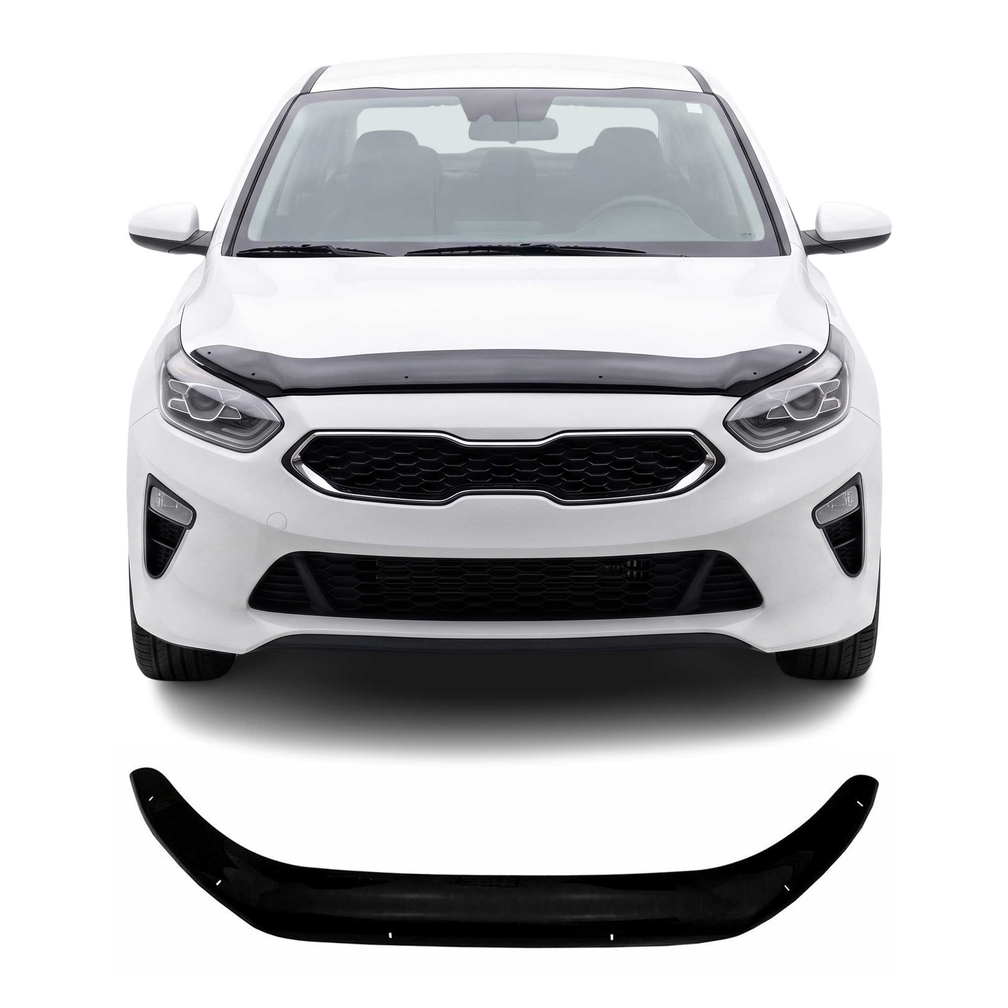 Deflecteurs d'air capot de voiture pour Kia Ceed 2018-2021 Acrylique foncé Noir