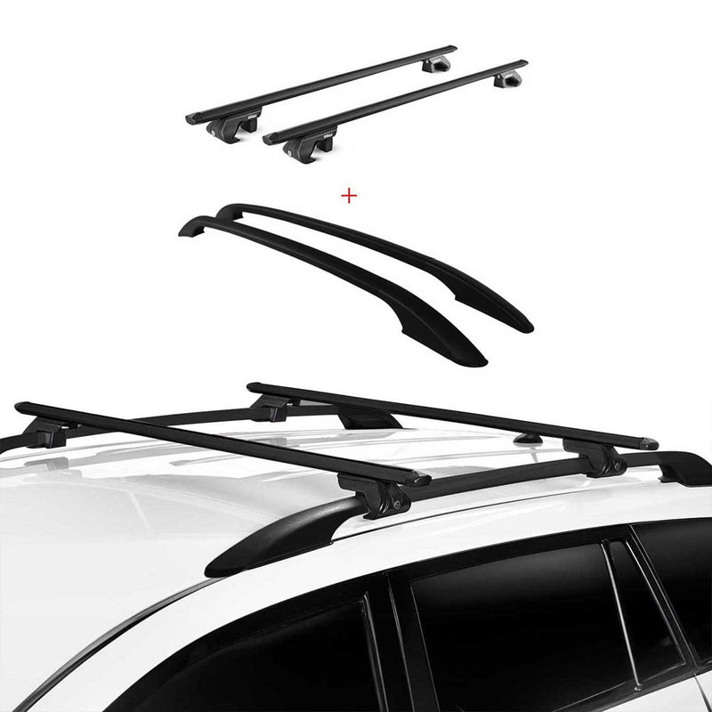 KIT Barres de toit trans+long pour Ford Kuga 2012-2019 Alu Noir