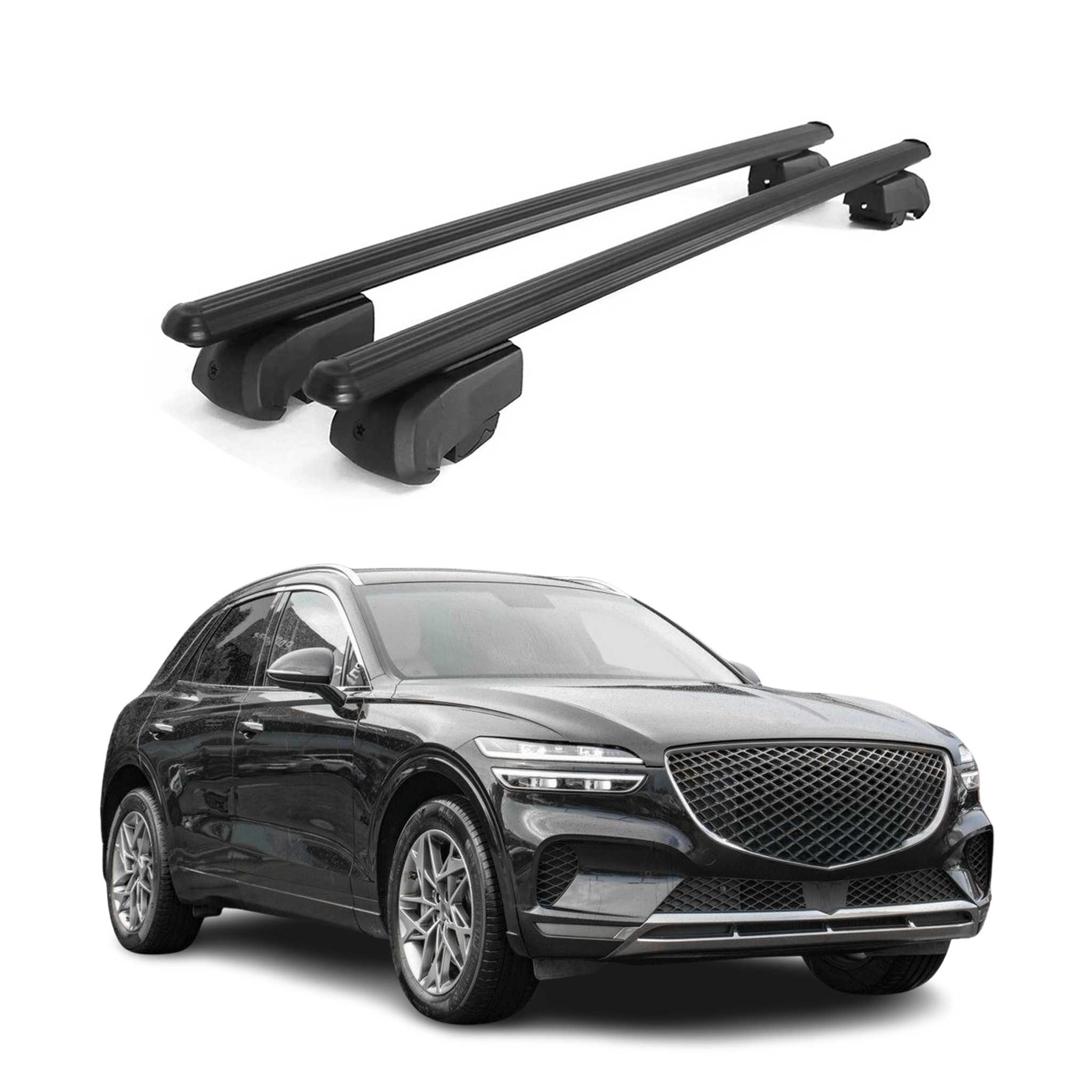 Barres de toit Transversales pour Genesis GV60 2022-2026 ABE Aluminium Noir