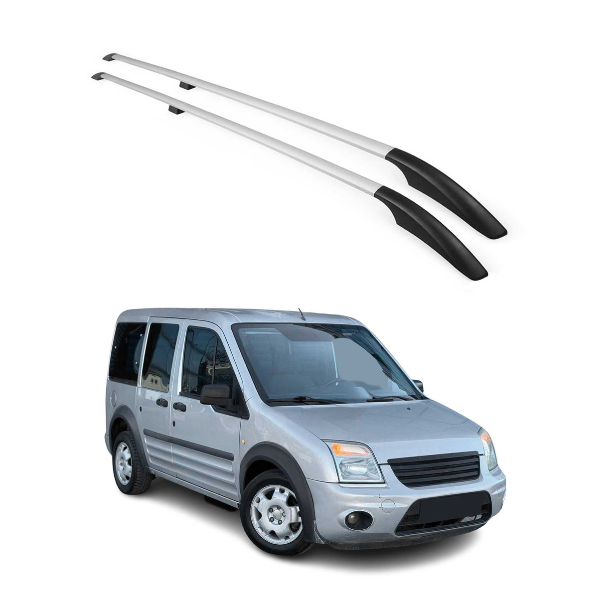 Barres de toit longitudinales pour Ford Connect 2002-2013 L1 Aluminium Gris
