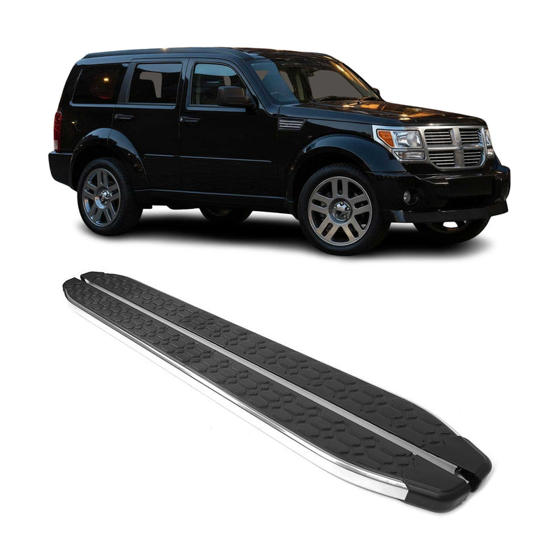 Marchepieds Latéraux pour Dodge Nitro 2006-2012 inox Brillant Argent Noir 2Pcs