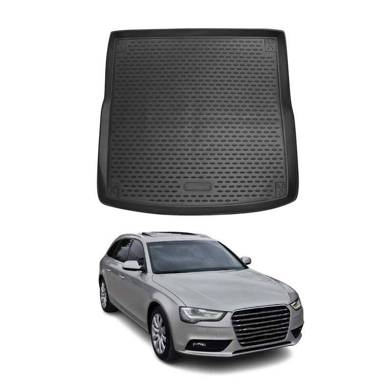 OMAC Tapis de coffre pour Audi A4 B8 Break 2007-2015 caoutchouc TPE Noir