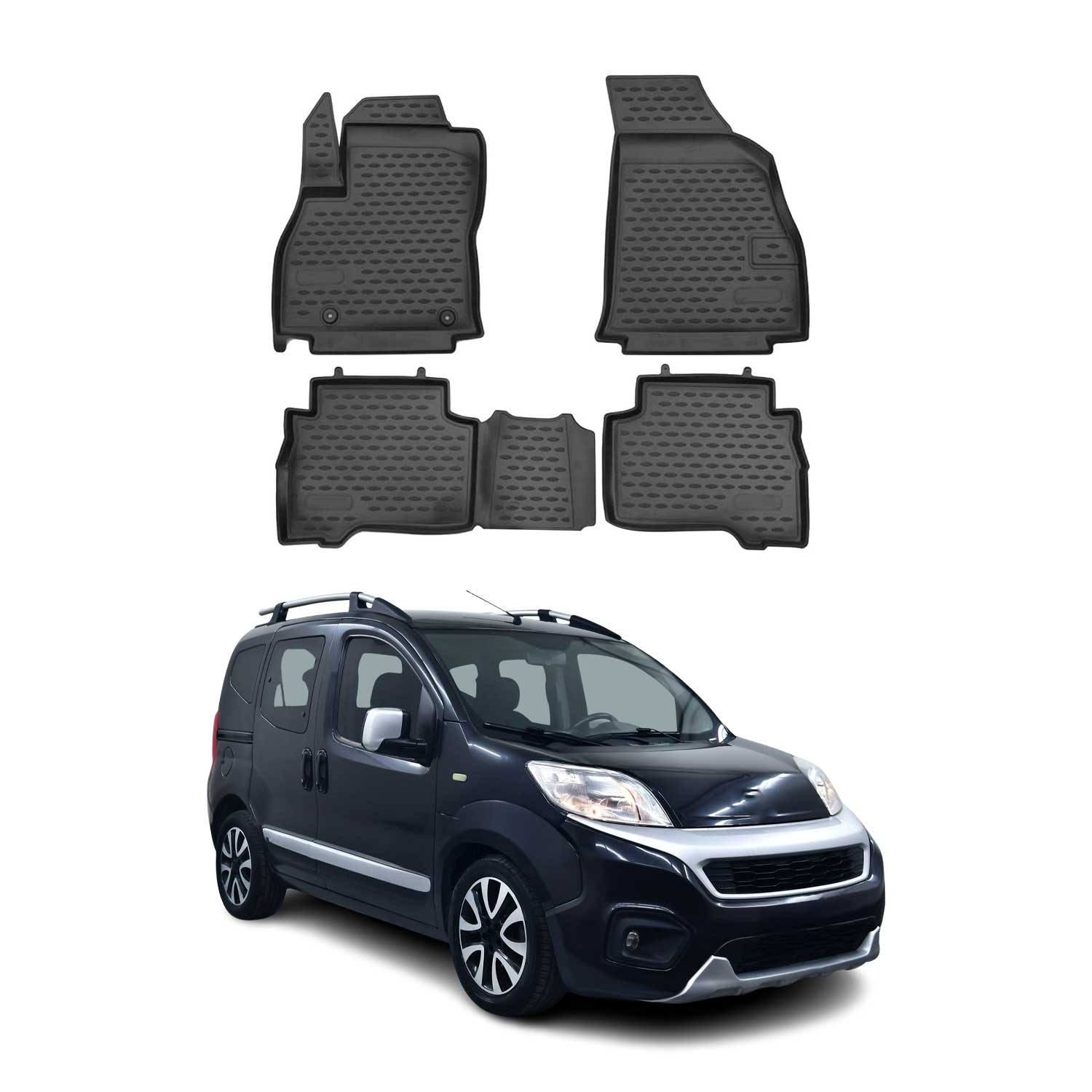 OMAC Tapis de sol pour Fiat Fiorino Qubo 225 2007-2023 en caoutchouc Noir