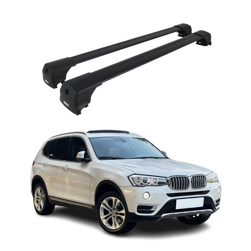 Barres de toit transversales pour BMW X3 F25 2010-2017 Alu Noir ABE 2x