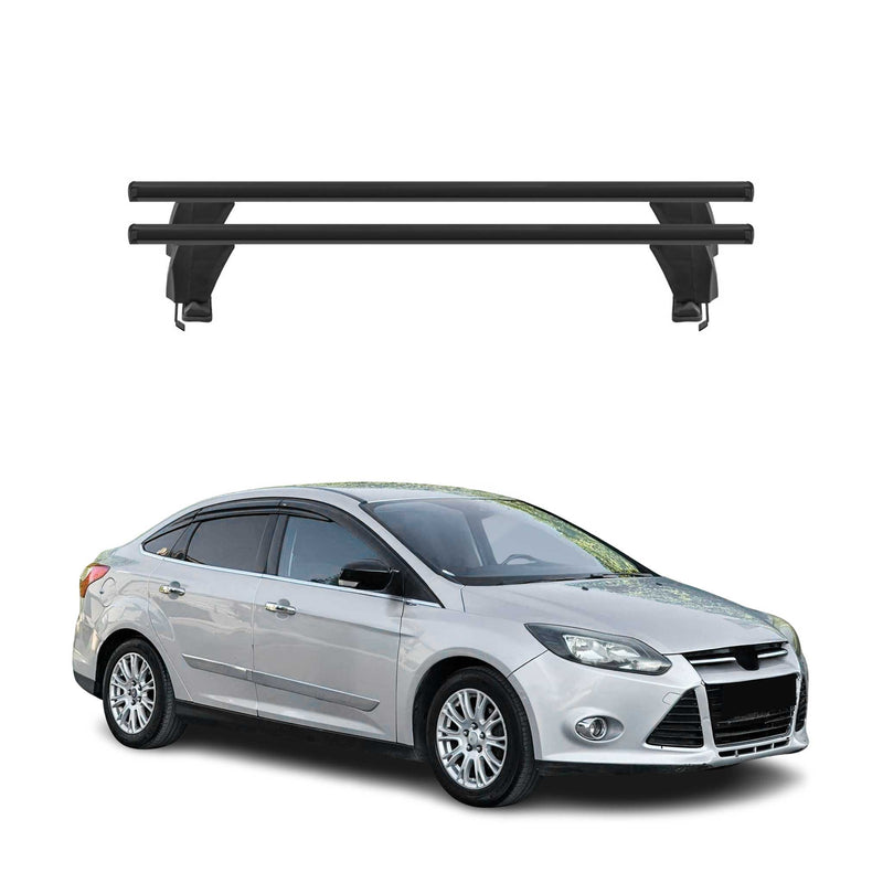 Menabo Barres de toit Transversales pour Ford Focus III 2011-2018 Alu Noir ABE