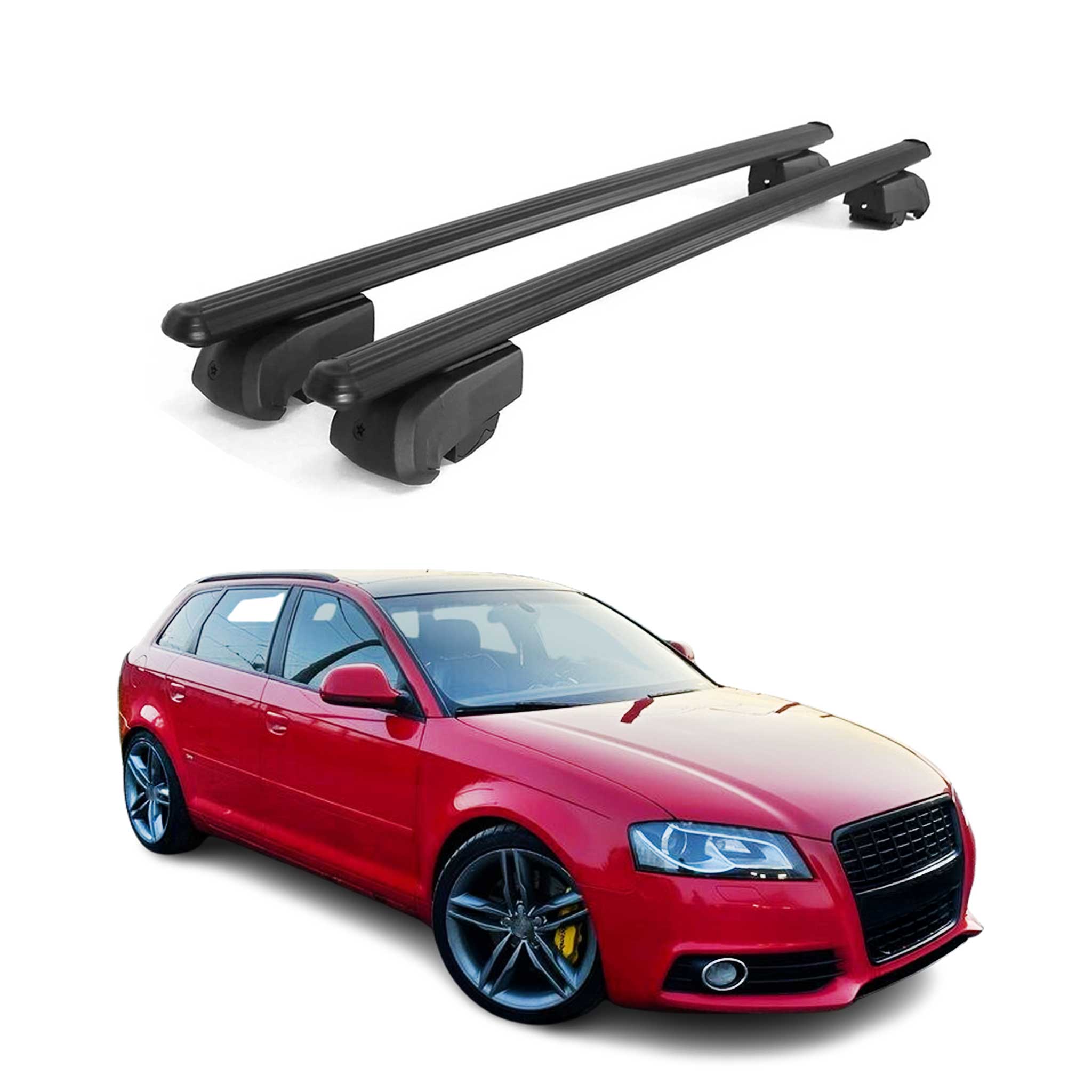 Barres de toit transversales pour Audi A3 8PA Sportback 2005-2013 Alu Noir
