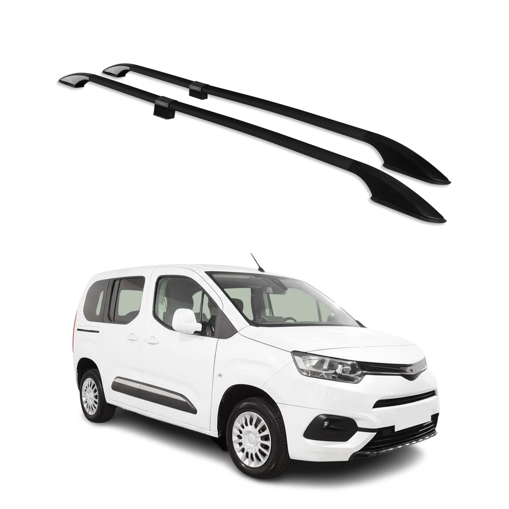 Barres de toit longitudinales pour Toyota Proace City 2019-2026 L1 Alu Noir