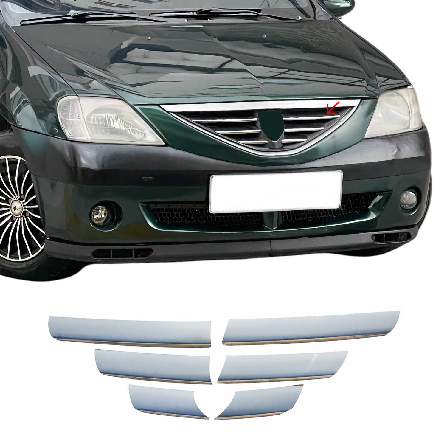 Moulure de Grille de Calandre pour Dacia Logan 2004-2008 Chromé 6Pcs
