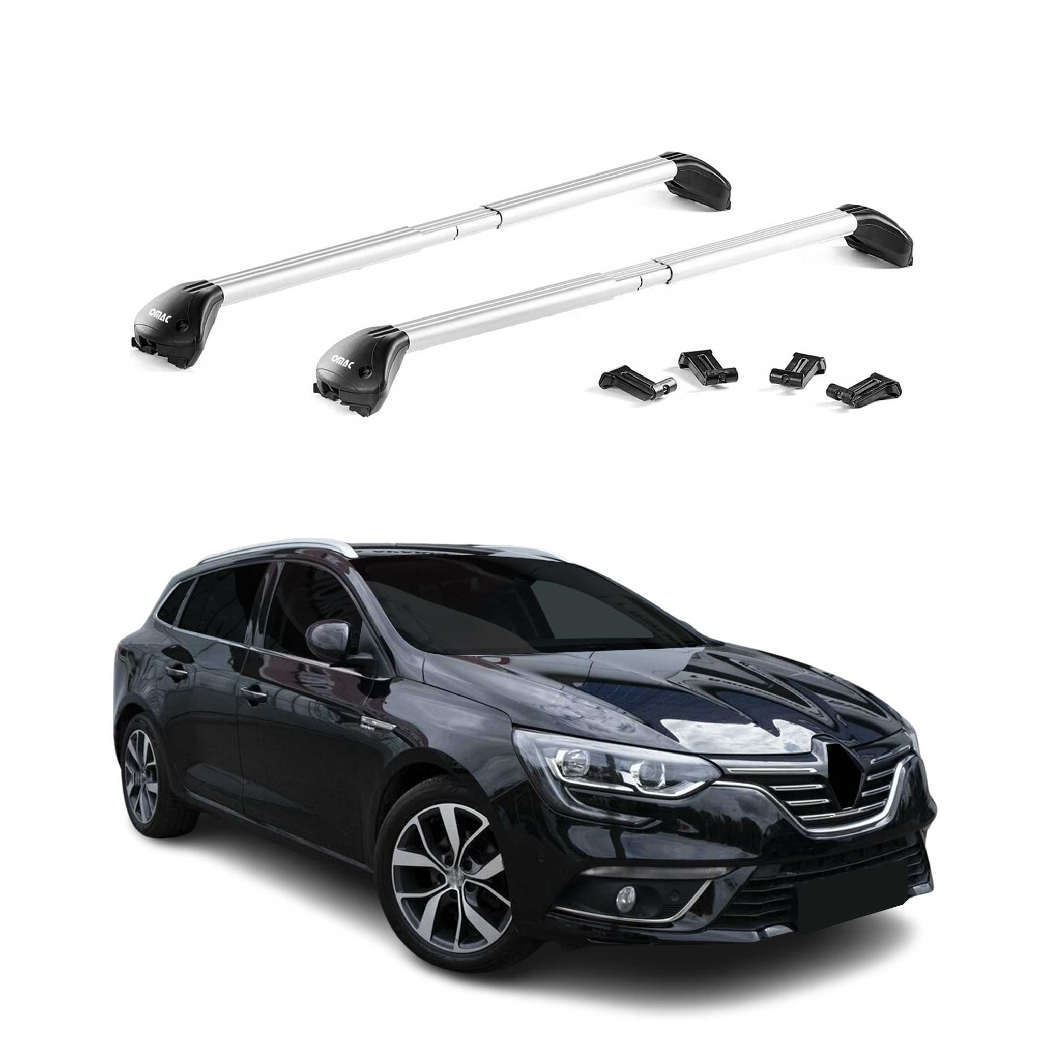 Barres de toit transversales pour Renault Megane IV Grandtour 2016-2025 ABE Alu