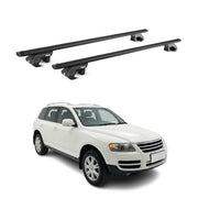 Barres de toit transversales ABE pour VW Touareg I 2002-2010 Aluminium Noir 2x