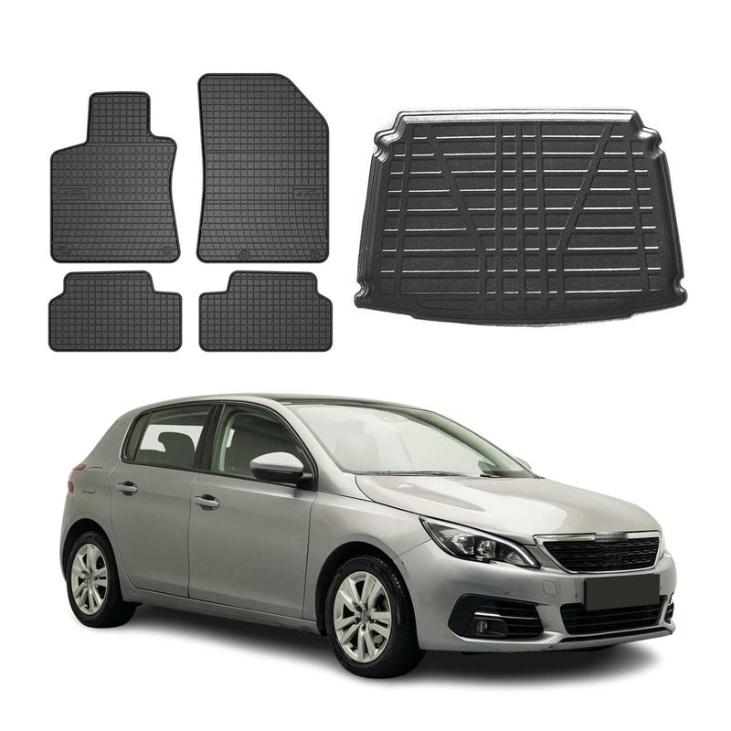 Kit Tapis de sol et coffre pour Peugeot 308 2014-2021 TPE Noir