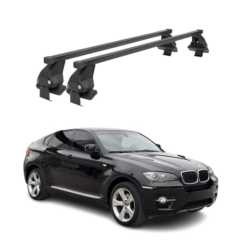 Barres de toit transversales Menabo pour BMW X6 E71 E72 2007-2014 Noir
