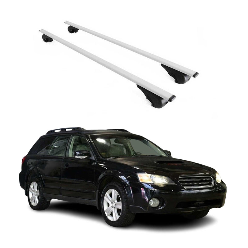 Barres de toit Transversales pour Subaru Outback 2003-2009 Fer Argent