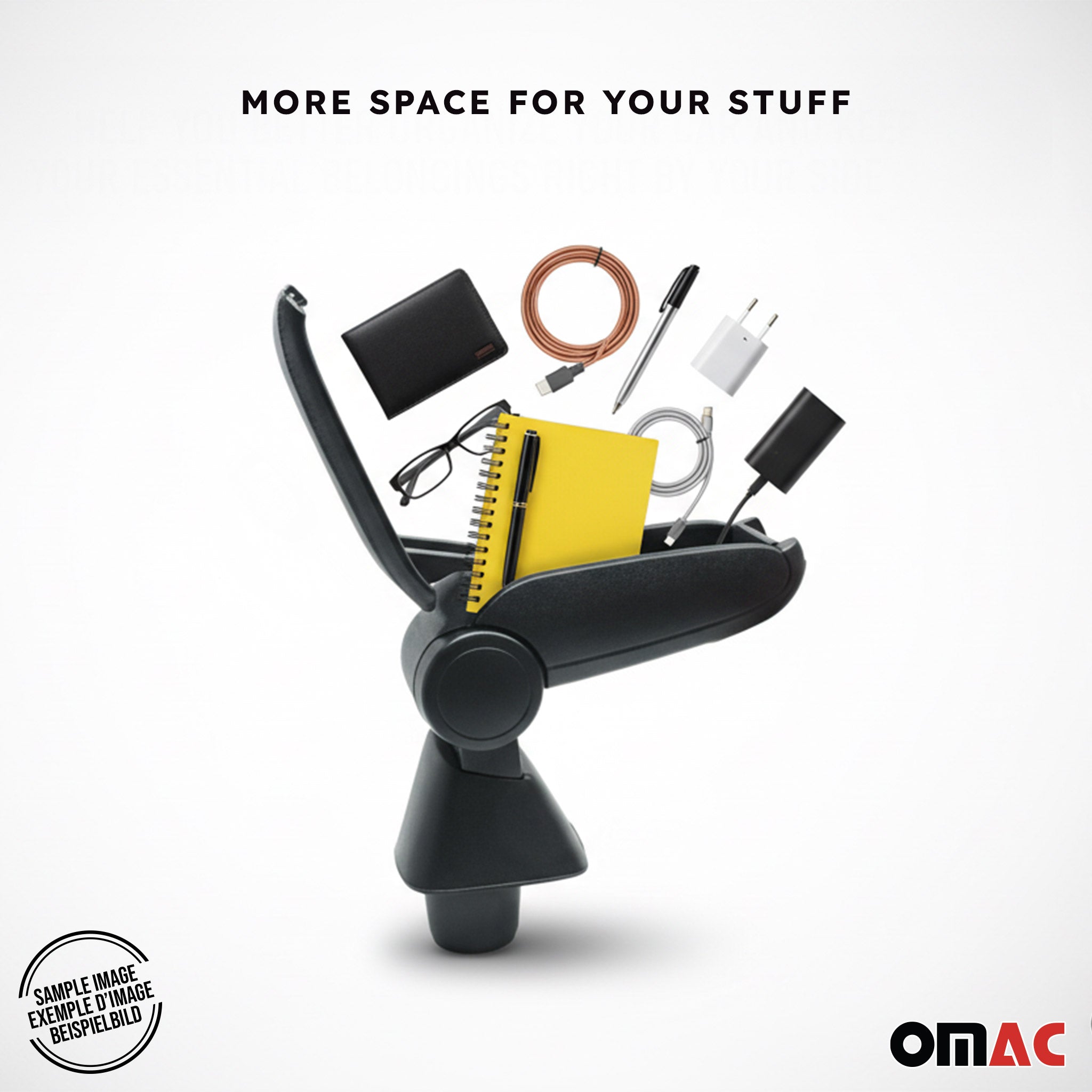 Accoudoir pour Fiat 500L 2013-2017 Vinyl Abs Noir