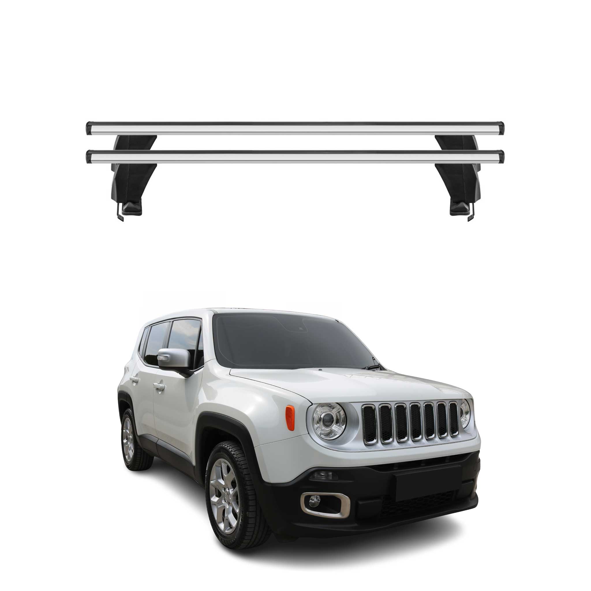Menabo Barres de toit Transversales pour Jeep Renegade 2015-2025 Gris 2x
