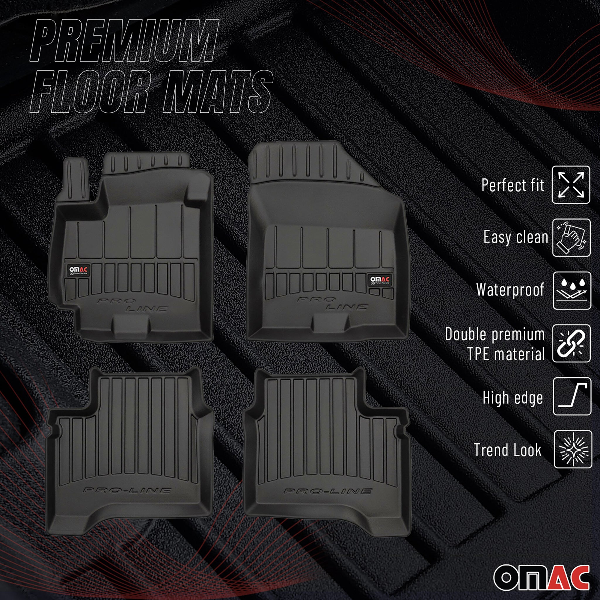 Tapis de Sol pour Suzuki Swift 2017-2024 Caoutchouc TPE Noir