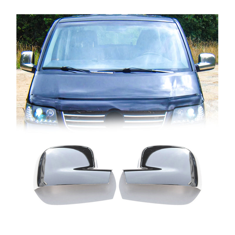Coques de Rétroviseurs pour VW T5 Caravelle V 2003-2010 en Acier Chromé Argent