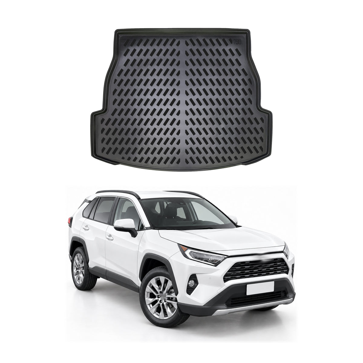 Tapis de coffre pour Toyota RAV4 2018-2025 Noir 3D en Caoutchouc TPE