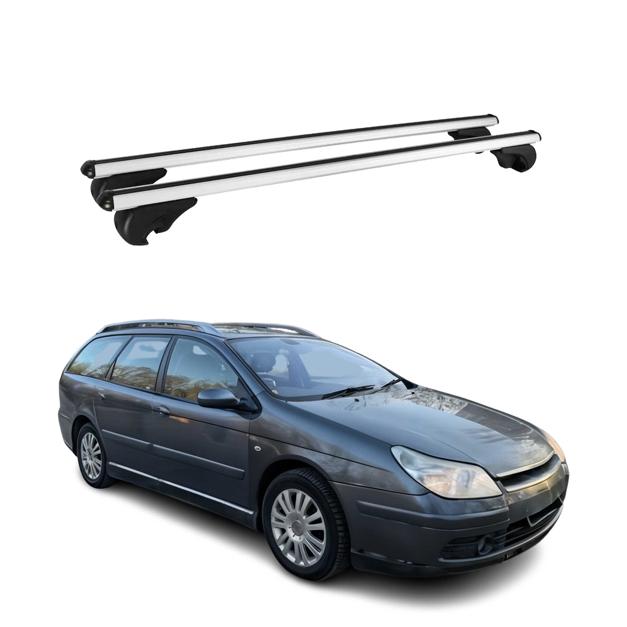 Barres de toit Transversales pour Citroen C5 2001-2008 Break Aluminium Argent