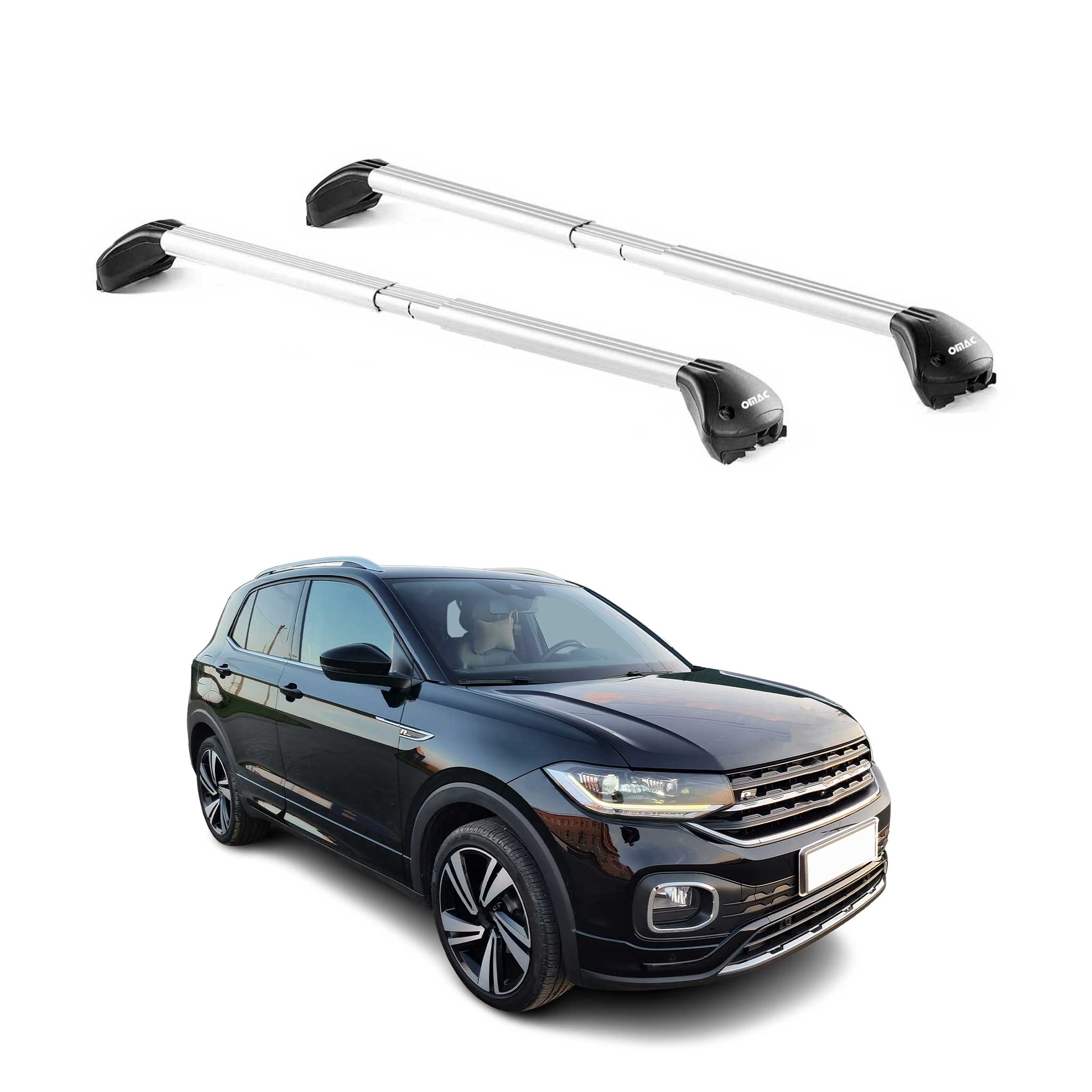 Barres de toit transversales pour VW T-Cross 2019-2026 5P Gris Argenté 2x ABE