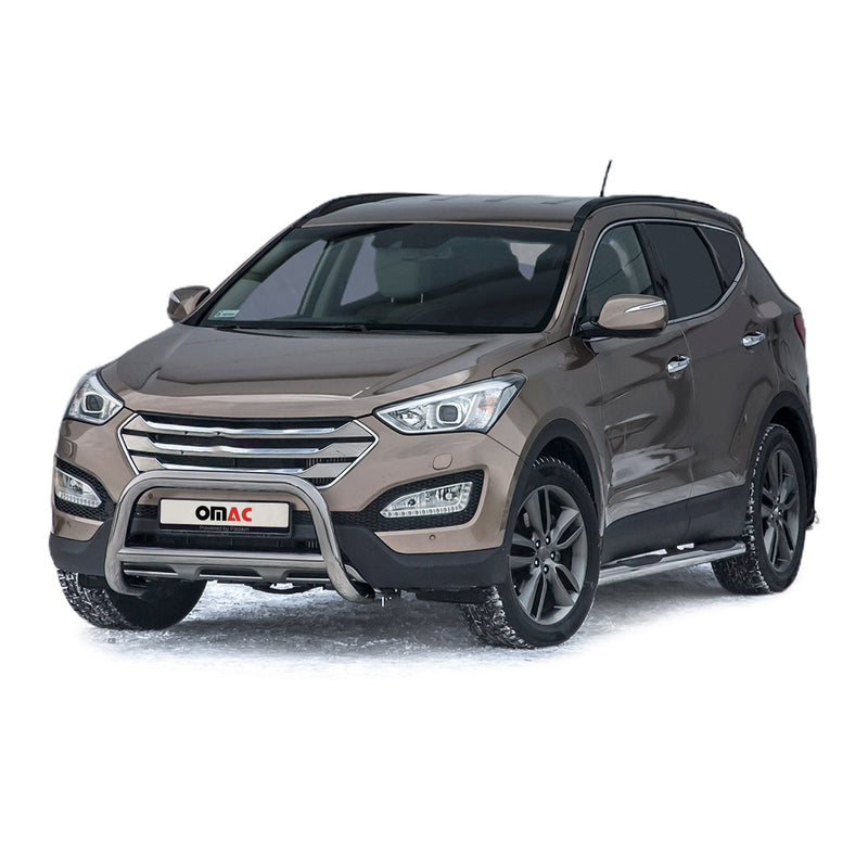 Pare-Buffle Avant Pour Hyundai Santa Fe 2012-2018 en Acier Inoxy Argent