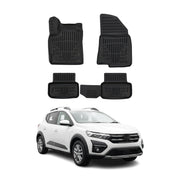Tapis de sol pour Dacia Sandero 3 2021-2027 Noir 3D en Caoutchouc TPE 4Pcs