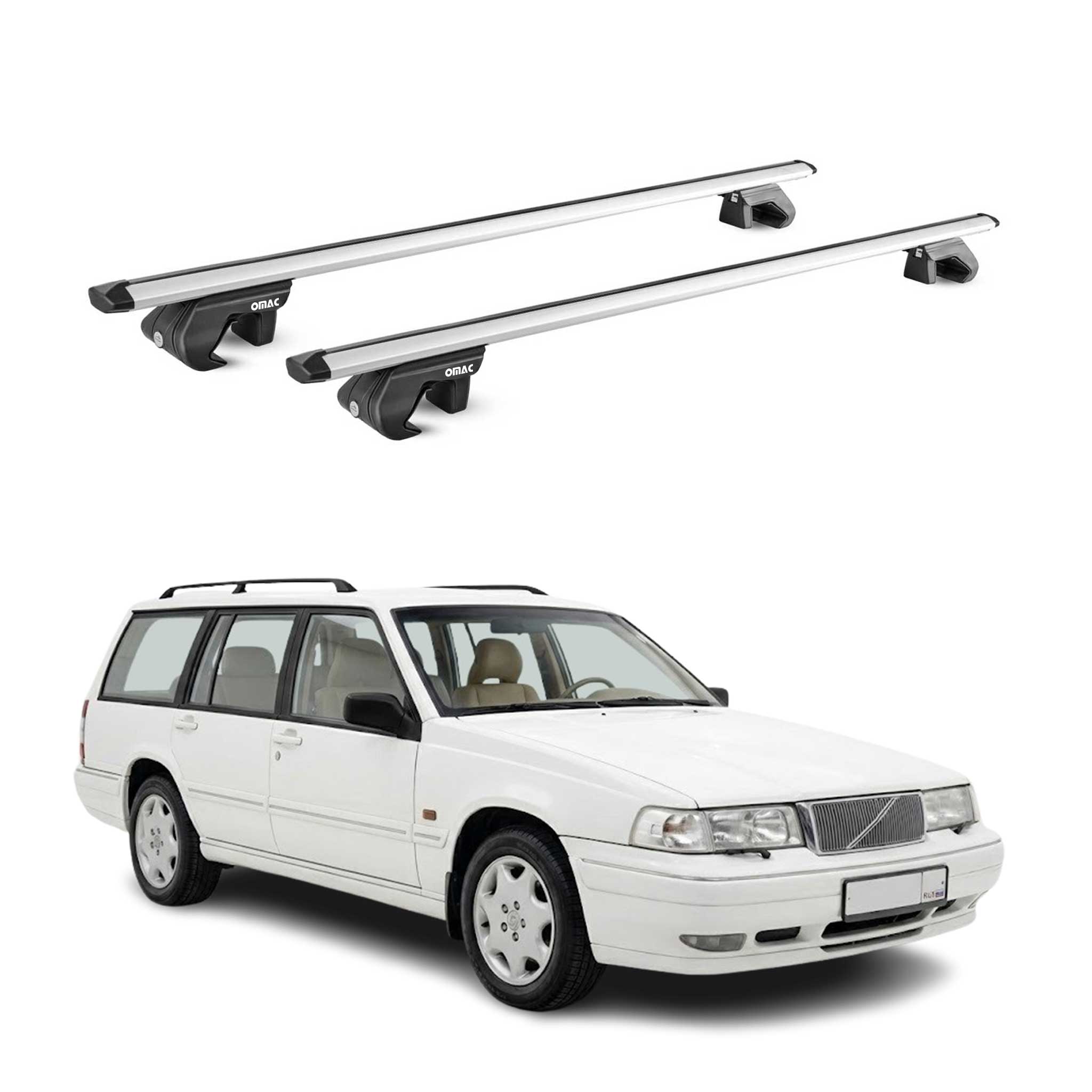 Barres de toit transversales ABE pour Volvo 960 Break 1990-98 Aluminium Gris 2x