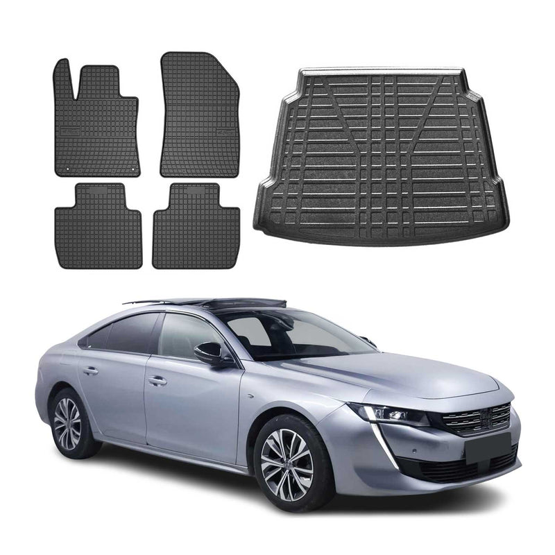 Kit Tapis de sol et coffre pour Peugeot 508 2018-2024 Berline TPE Noir