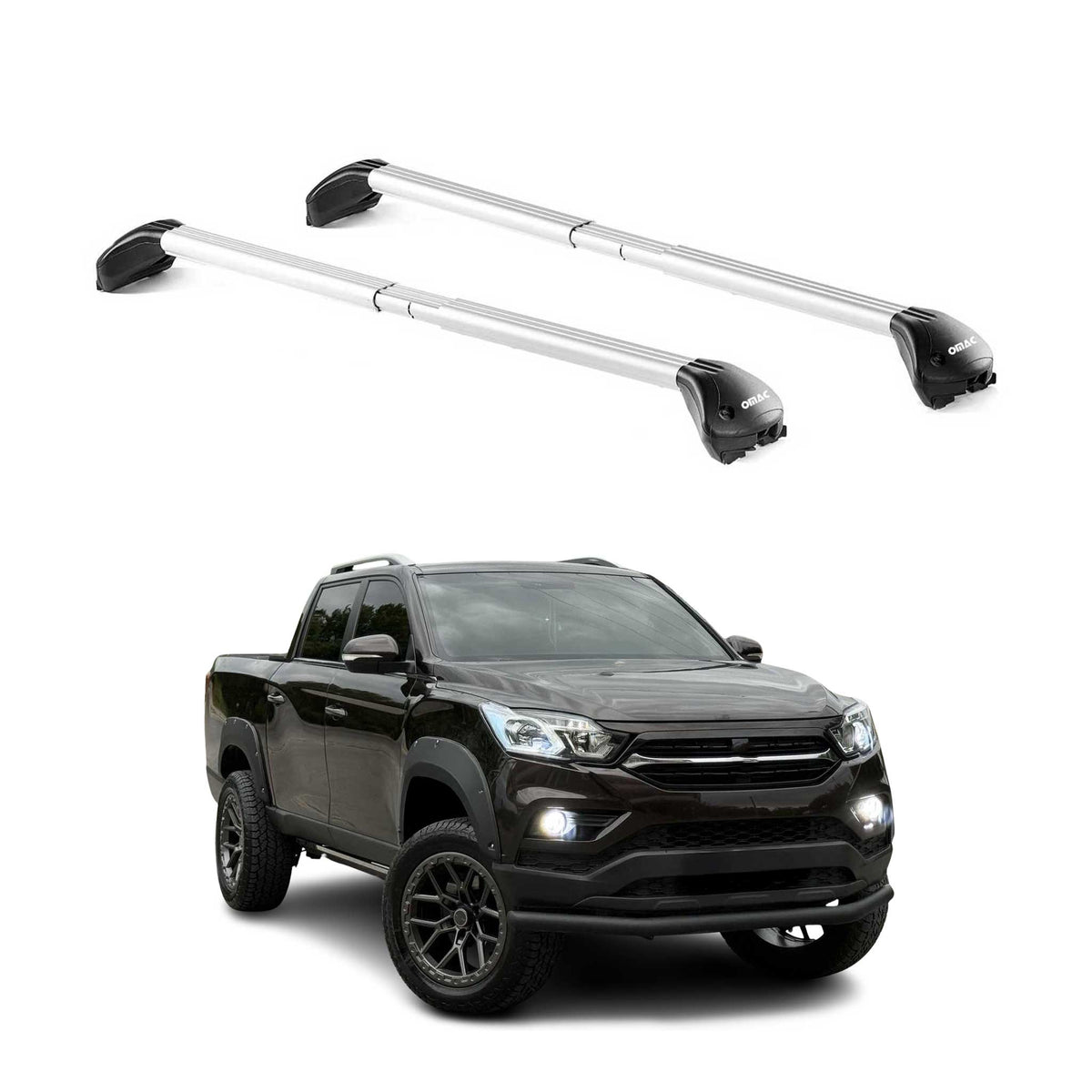 Barres de toit pour Ssangyong Musso II 2018-2026 Gris Argenté 2 pièces ABE