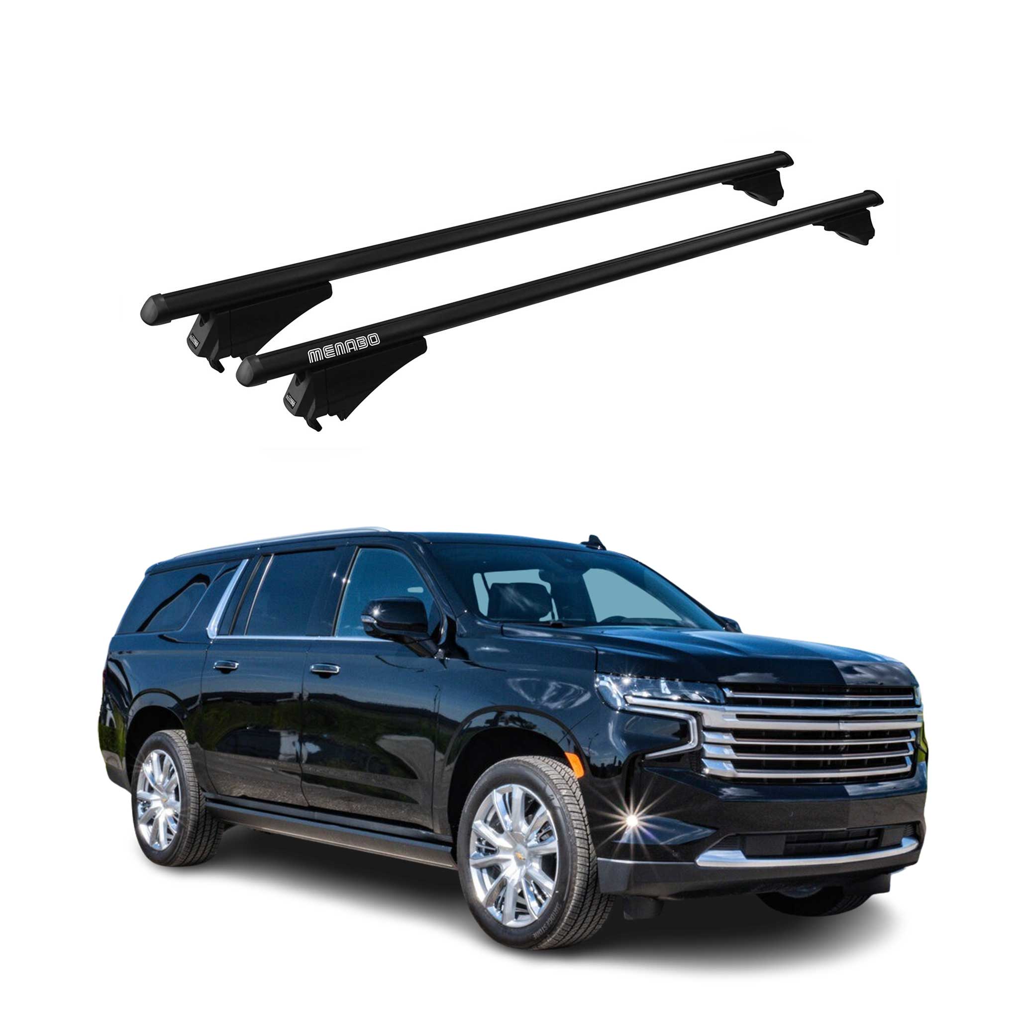 Tiger Barres de toit transversales pour Chevrolet Suburban 2021-2025 Alu Noir 2x
