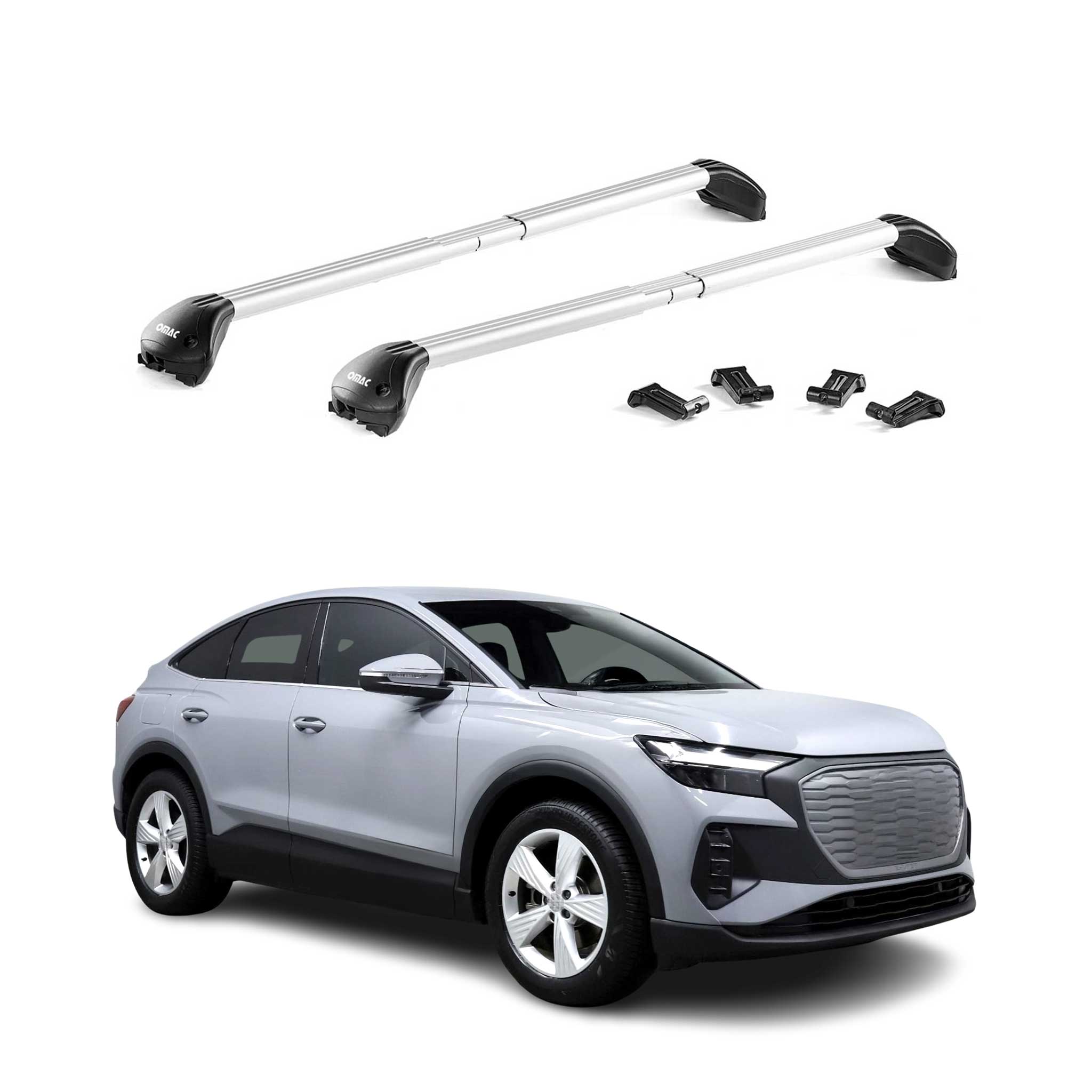 Barres de toit transversales pour Audi Q4 2021-2026 Alu Gris Argenté 2x ABE