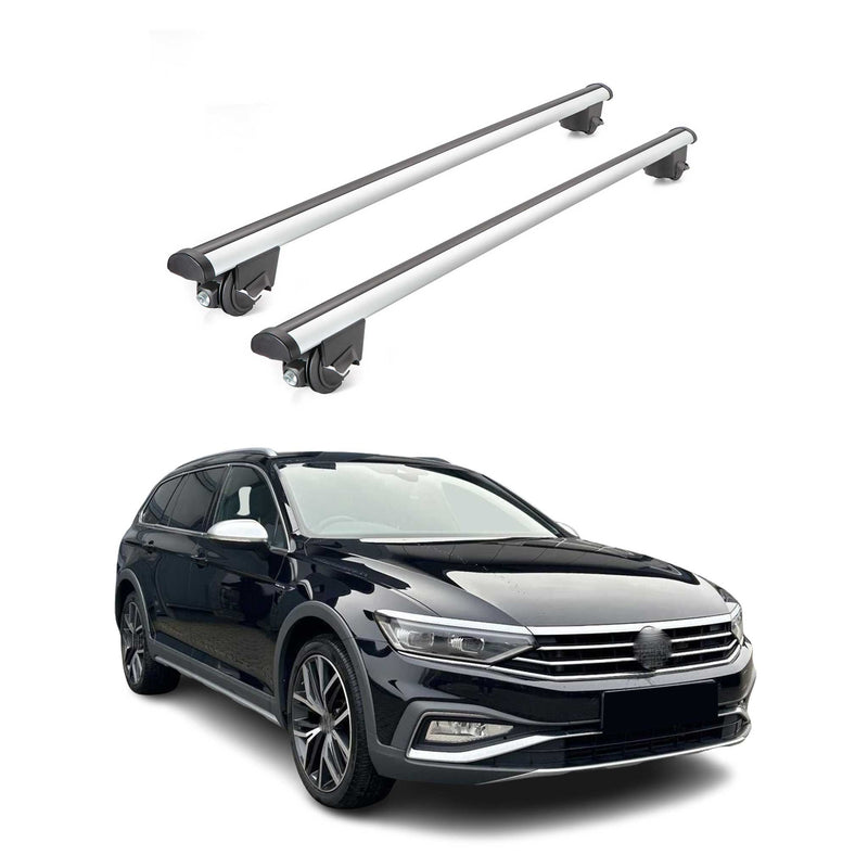 Barres de toit transversales pour VW Passat B8 Alltrack 2015-2019 2 pcs en Alu gris TÜV ABE