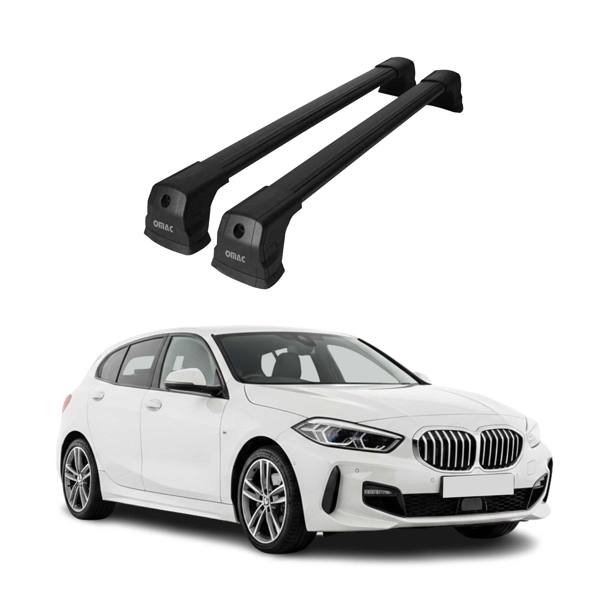 Barres de toit transversales pour BMW Serie 1 F40 2019-2024 Aluminium Noir 2Pcs
