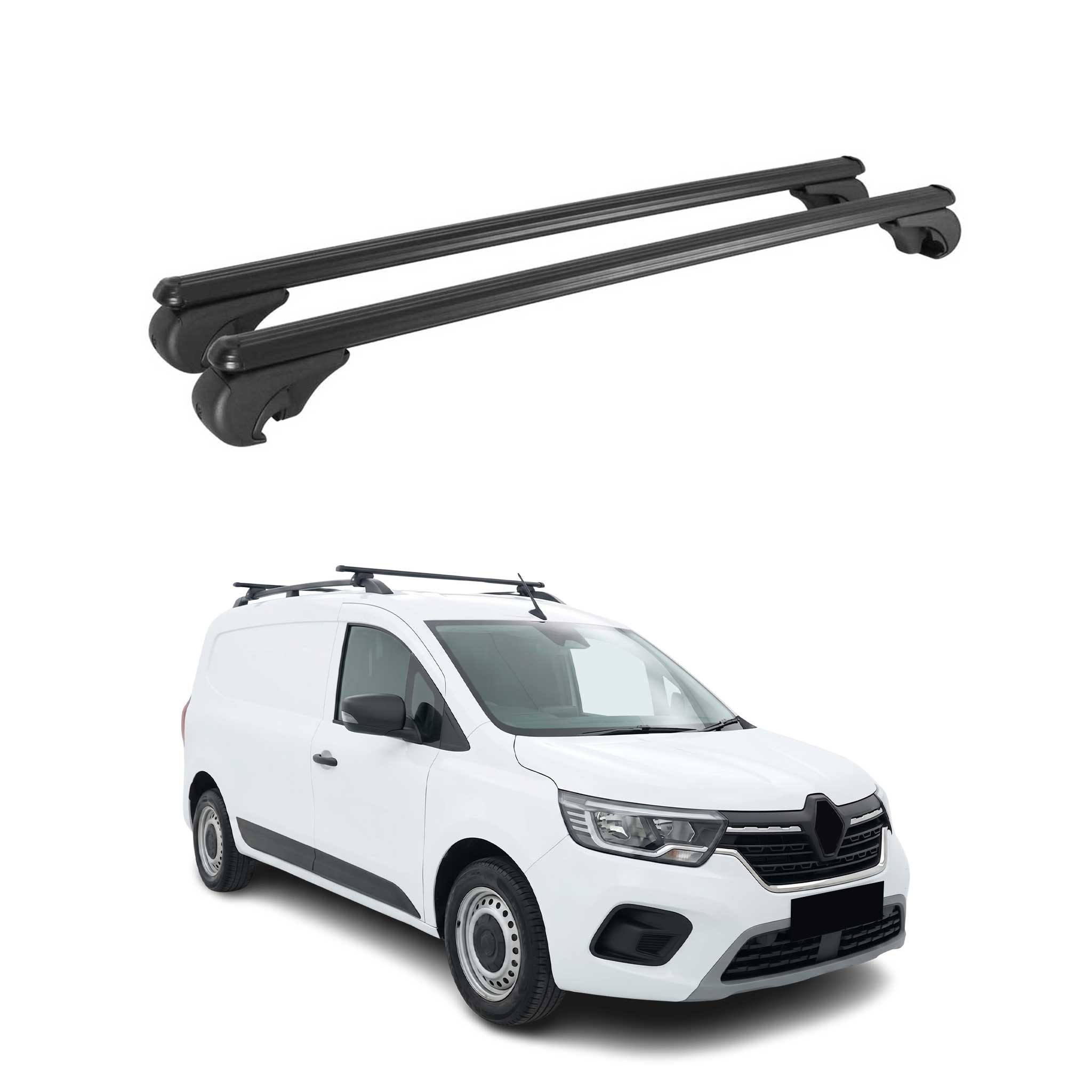 Barres de toit Transversales pour Renault Kangoo III 2021-2026 TÜV Alu Noir 2x
