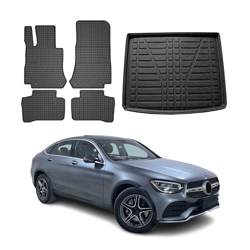 Kit Tapis de sol et coffre pour Mercedes GLC 2015-2024 TPE Noir