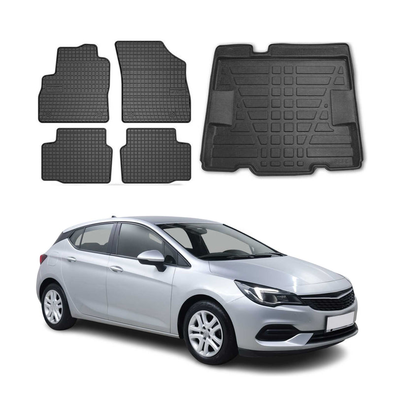 Kit Tapis de sol et coffre pour Opel Astra K FL 2019-2024 Noir TPE