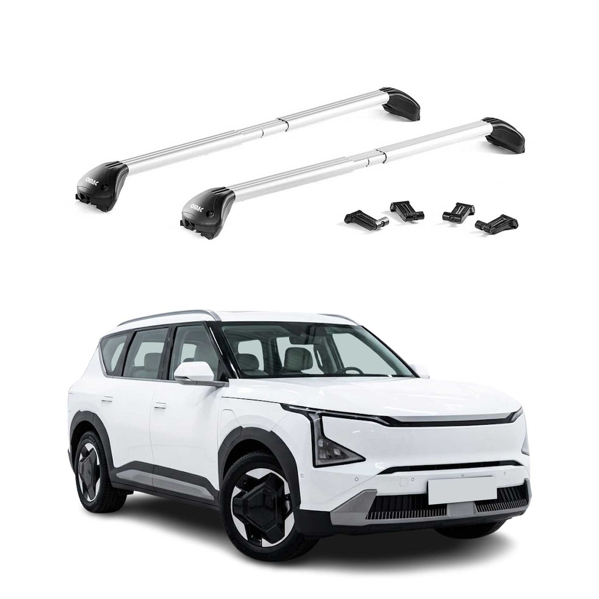 Barres de toit transversales pour Kia EV5 2024-2026 Aluminium Gris 2x ABE