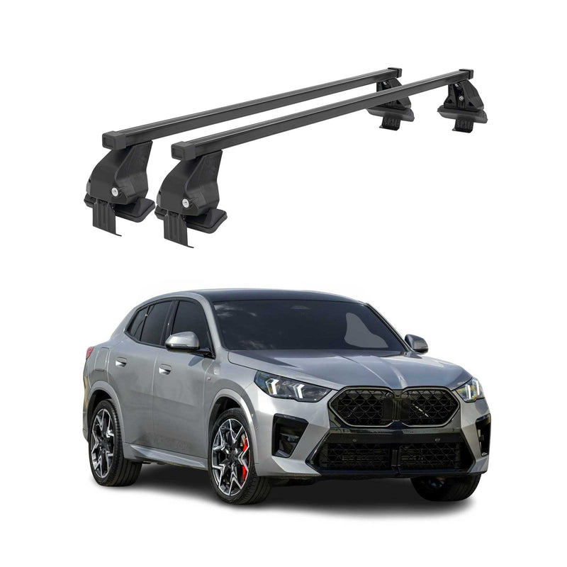 Menabo Barres de toit Transversales pour BMW X2 U10 2023-2025 Noir Acier 2x