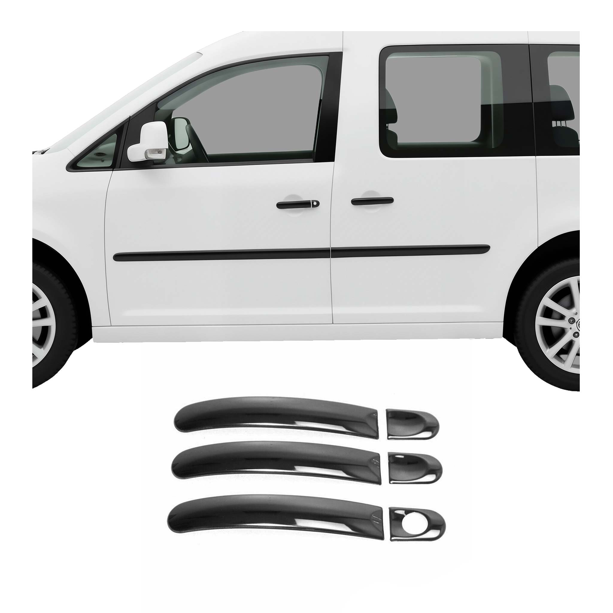 Couverture poignée de porte pour VW Caddy 2015-2020 3 Portes Acier Sombre 6Pcs