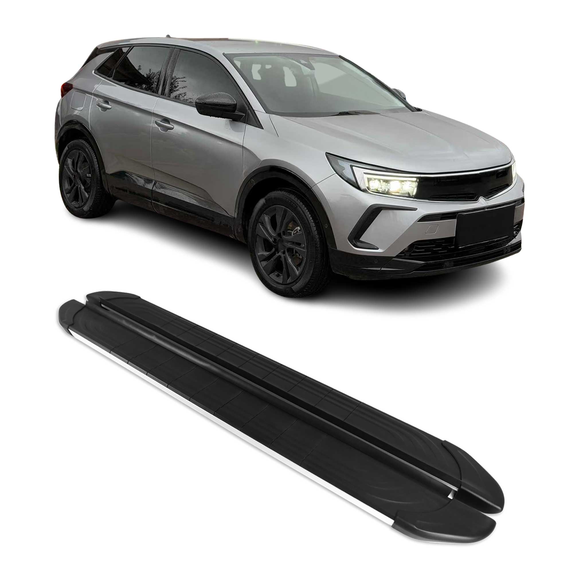 2024-2026 Opel Grandland II Marchepieds Latéraux pédale Alu Noir Gris 2Pcs