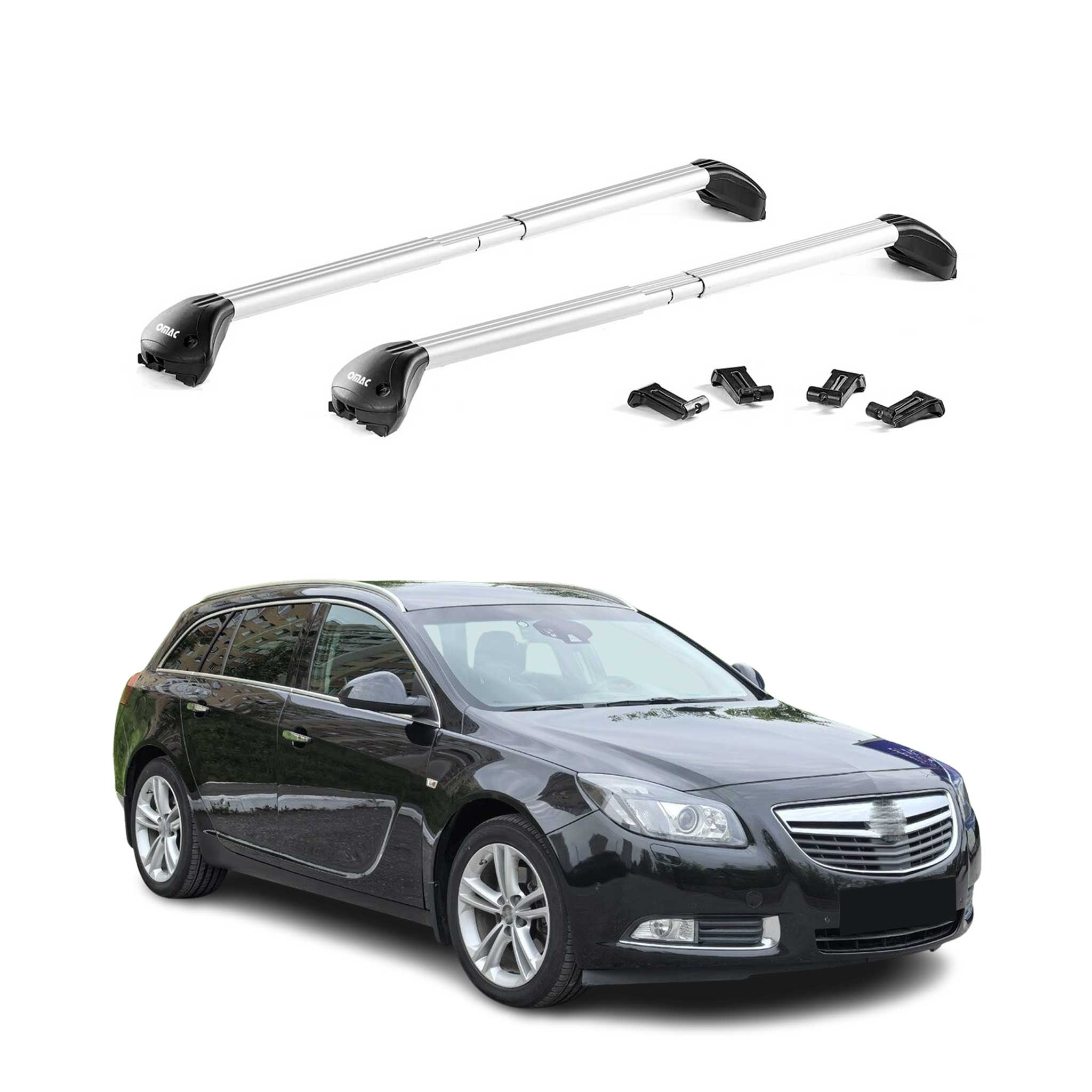 Barres de toit transversales pour Opel Insignia A B Break 2008-2022 Alu Gris ABE