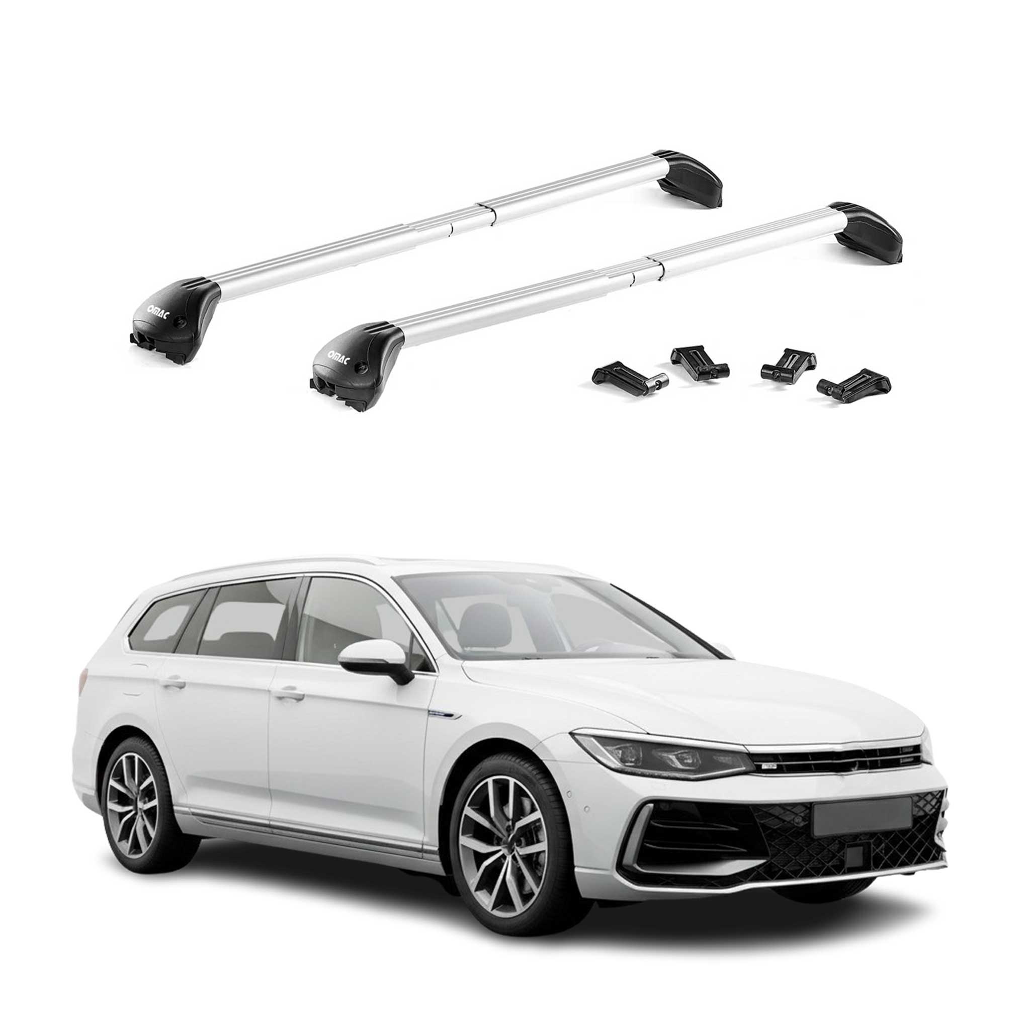 Barres de toit transversales pour VW Passat B9 Break 2024-2026 Alu Gris ABE