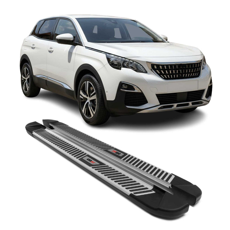 Marchepieds Latéraux pour Peugeot 3008 2016-2024 Noir Gris Aluminium 2Pcs