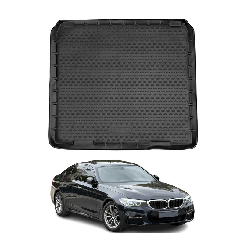 OMAC Tapis de coffre pour BMW Série 5 Break F11 2010-2017 en caoutchouc Noir