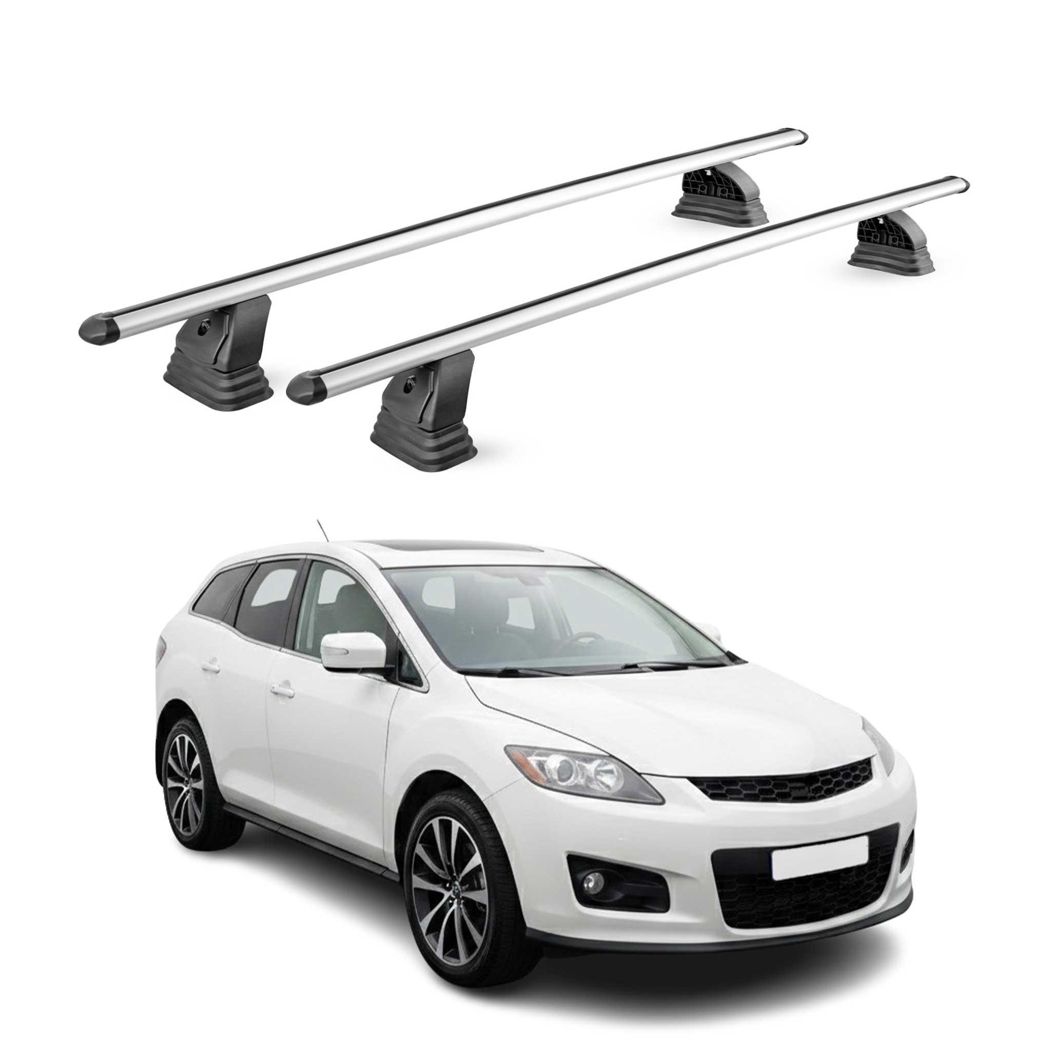 Barres de toit transversales Alu pour Mazda CX-7 2006-2012 TÜV 75 kg Gris 2Pcs